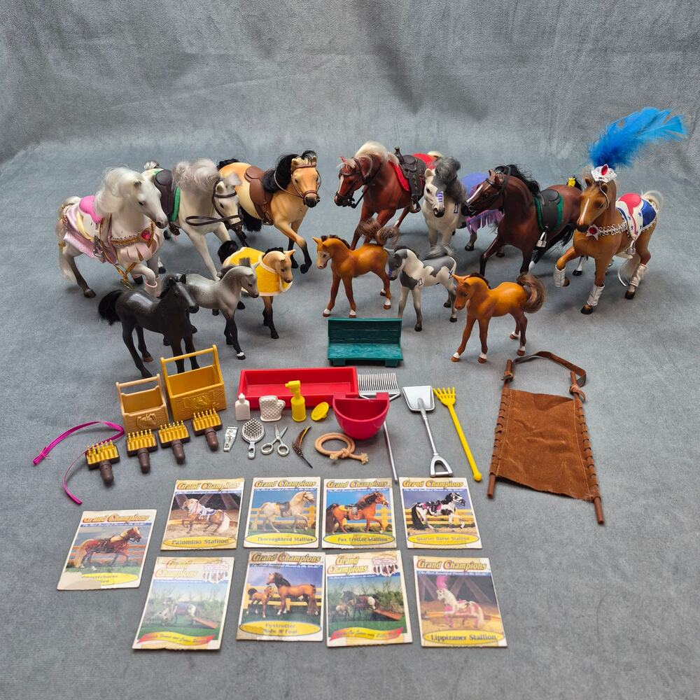 Lot of 13 Vintage Grand Champion Marchon Horses, Kid Core 80s 90s & Accessories